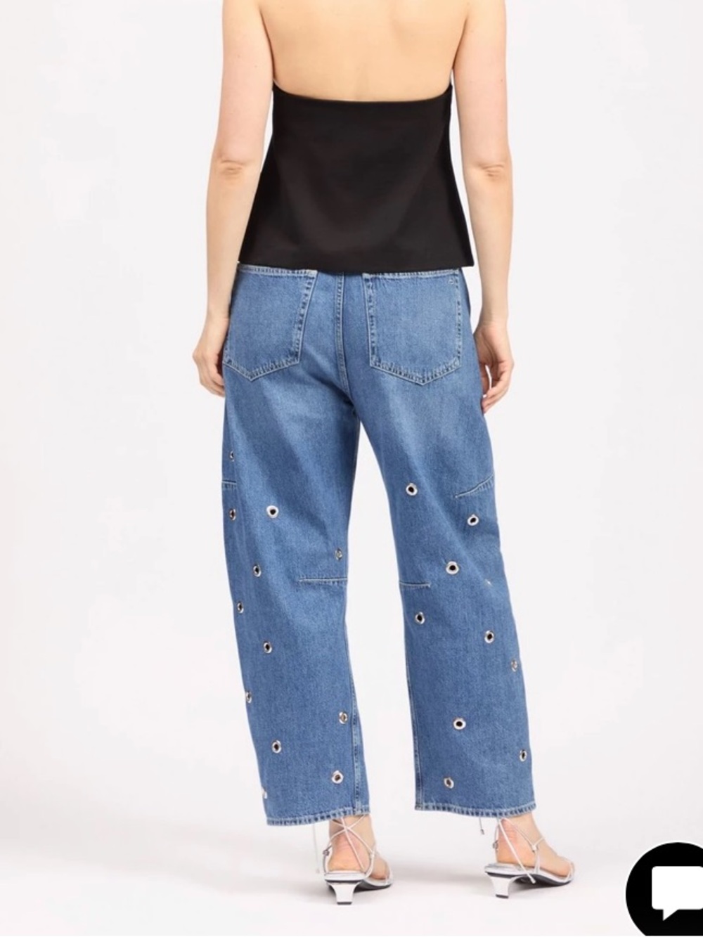 Rag & Bone Charlie Barrel Jeans Denim Grommet Accent Jeans - Mid Blue - Picture 2 of 3